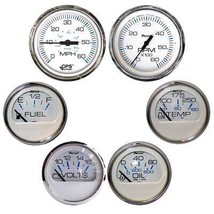 Faria Chesapeake White w/Stainless Steel Bezel Boxed Set of 6 - Speed, Tach, Fue - £318.81 GBP