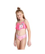 Justice Girls 2 Piece Flounce Top Bikini Swimsuit - £14.87 GBP