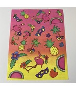 Vintage Lisa Frank Flamingos Pineapples Tropical Sticker Sheet S120 - £9.43 GBP