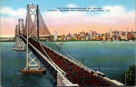 San Francisco California Oakland Bay Bridge Linen Unposted Vintage Postcard - £5.87 GBP