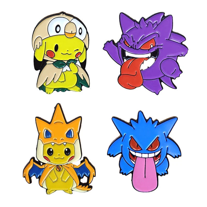 Pokemon Pins Pikachu Hard Enamel Pin Gengar Brooch Mew Metal Brooch Badge Toys - £8.60 GBP+