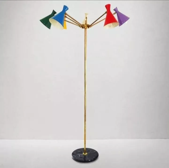 Mid-Century Italian Floor Lamp, Multi colour Sconce, 6Arm &amp; 6 Lights flo... - €430,39 EUR