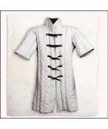 Medieval White Turtleneck Short Sleeve Padded Canvas Gambeson Tunic Batt... - €101,24 EUR