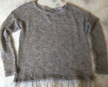 Atmosphere Womens Sweater Sz 12 UK Tan Loose Weave Lace Edge Pullover - $35.48