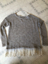 Atmosphere Womens Sweater Sz 12 UK Tan Loose Weave Lace Edge Pullover - £27.89 GBP