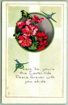 Easter Peace Forever Flowers Birds Art Deco Unused Whitney Made DB Postcard H4 - £4.61 GBP