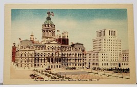 Maryland City Hall and Municipal Office Building Baltimore Md Postcard I2 - £3.15 GBP