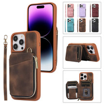 For iPhone 15 Pro Max 14 13 12 11 Leather wallet Silicon hard back Case - $53.51