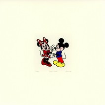 Mickey + Minnie Mouse Sowa &amp; Reiser #D/500 Hand Painted Cartoon Etching Flirting - £50.92 GBP