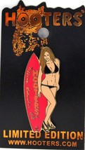Hooters Calendar Bikini Girl Tiffany Columbus, Oh Ohio Pink Surfboard Lapel Pin - £10.37 GBP
