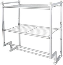 Organize It All Metro 2 Tier Wall Rack With Towel Bars Steel in Chrome N... - £25.73 GBP