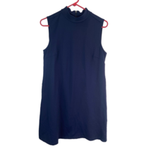 Cynthia Rowley Sleeveless Shift Dress Women 10 Mock Neck Blue Zip Back Stretch - £12.94 GBP