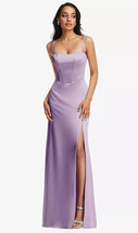 After Six 6874...Lace Up Tie-Back Corset Maxi Dress..Pale Purple...Size 8...NWT - £66.33 GBP