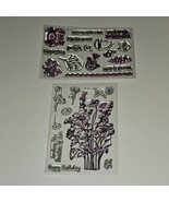 2 Clear Stamps Lot Sea Ocean Fish Crab Flowers Plants Happy Birthday NEV... - £11.42 GBP