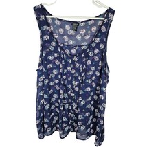 Torrid Womens Sugar Skull Flowy Tank Blue White Green Size 2 - $20.06