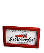July 4th All American Fireworks Wooden Hanging Decor:4x6Inch-Patriotic/ - €12,62 EUR