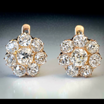 2Ct Round Brilliant Cut Moissanite Flower Hoop Earring's 14k Yellow Gold Plated - $211.49
