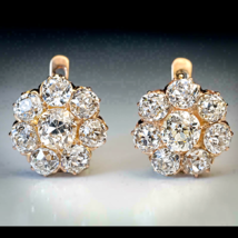 2Ct Round Brilliant Cut Moissanite Flower Hoop Earring&#39;s 14k Yellow Gold... - $211.49