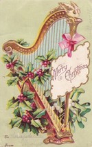 Christmas Gold Harp Holly Marysville Pennsylvania 1907 UDB Postcard D57 - £4.00 GBP