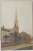 RPPC Pennsylvania Estate Street Scene Beautiful Church Tall Steeple Postcard E15 - £23.72 GBP