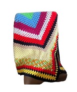 Vintage RAINBOW Afghan Crochet Chevron Zigzag Blanket Throw Pride u 76 x... - £42.00 GBP