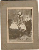 Vintage Cabinet Photo of Four Young Children in Interesting Garb Late 1800s-Minn - £6.80 GBP