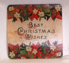 Square Glass Cutting Board Best Christmas Wishes Holiday Decor - $12.86