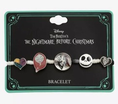 Disney The Nightmare Before Christmas Jack &amp; Sally Hearts Charm Cord Bracelet - £15.17 GBP