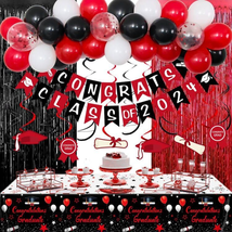 Graduation Decorations Class of 2024 Graduation Party Decorations White Red and - £24.48 GBP