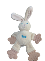 FLAWED Bright Starts plush RAE bunny rabbit rattle teether cream pink blue lovey - $24.74