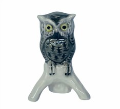 Owl figurine vtg sculpture Goebel Hummel Western Germany W gray perch bird decor - $39.55