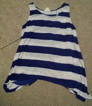 000 Womens Junior Belle Du Jour Shirt Scarf Set Large Blue Stripes Tie Dye - £13.39 GBP
