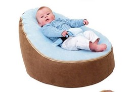 Blue Coffee Baby Bean Bag Cover Soft Snuggle Bed with Harness Strap No F... - $49.99