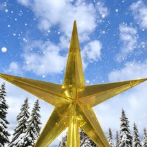 Vintage Bradford Mid Century Gold Plastic Star Christmas Tree Topper 6 3/4&quot; - $17.69