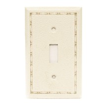 Wall Outlet Plate Cover Plastic on Metal Cream and Gold Vintage - £5.42 GBP