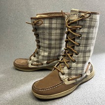 Sperry Top Sider Women Plaid Leather Sequin Winter Boot Size 8.5 Nautical sailor - £27.65 GBP