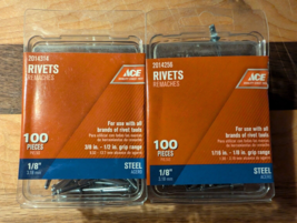 Ace Rivets - Lot of Two (Steel, 1/8&quot; Diameter, 100 Pieces Each) - $83.37 MXN