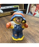 Vintage Halloween Thanksgiving Scarecrow with Crow Wax Candle Figure 3.5... - $245.46 MXN