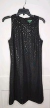 Lauren Ralph Lauren Sleeveless Black Sequin Overlay Shimmer Shift Dress ... - £33.02 GBP