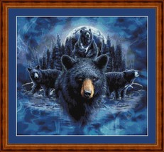 BLUEMOON BLACK BEARS-pdf x stitch chart Original Artwork ©Steven Michael... - $12.00