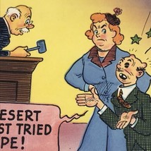 Humorous Vintage Postcard Abused Husband Wife Marriage Funny Cartoon Art Judge - $11.95