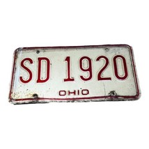 Vintage Original Tag # SD 1920 Ohio Collectible License Plate White Red ... - $28.04