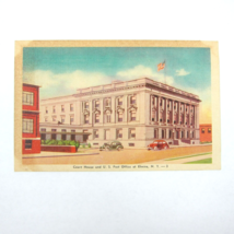 Linen Postcard Elmira New York Court House &amp; Post Office Vintage 1940s UNPOSTED - £4.76 GBP