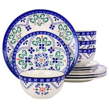 Laurie Gates California Designs Tierra Star 12 Piece Hand Painted Dinner... - $96.49