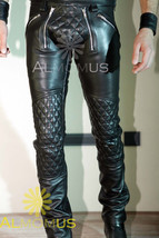 Men&#39;s Cowhide Leather Punk Kink Jeans Trousers Jeans BLUF Lederjeans Led... - $129.99
