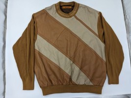 Maxini Collezione Mens Sweater Patchwork Leather Brown Tan Men&#39;s Size XX... - $39.59