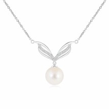 ANGARA 8mm Freshwater Pearl Angel Wings Necklace with Diamonds in Silver - £186.99 GBP+