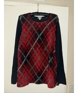 J. Jill Woman Pullover Sweater Size 2X Red Black Plaid Holiday Preppy Cl... - $624.78 MXN