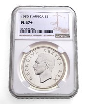 1950 South Afrique 5 Shilling Pièce Argent Classé Par NGC Comme PL67+ Pl... - $1,980.02