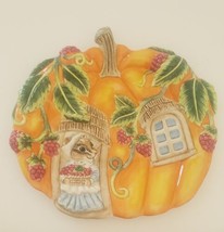 Fitz and Floyd “It&#39;s Harvest Time”Canape Plate Fall Pumpkin Pilgrim Chipmunk - £9.35 GBP